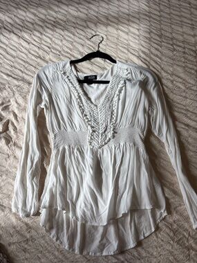 a.n.a White Crochet V-Neck Tunic Blouse